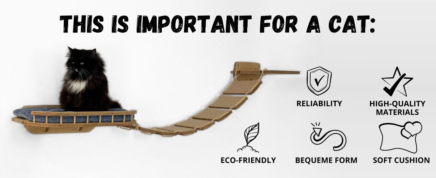 Cat hammock with text highlighting features on a white background