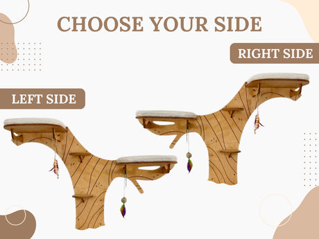 Wooden chair with a choice between left and right sides on a light background