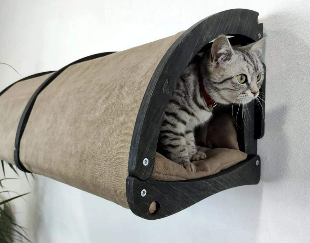 Сat wall furniture cave condo. Model tunnel for the cat - Dark