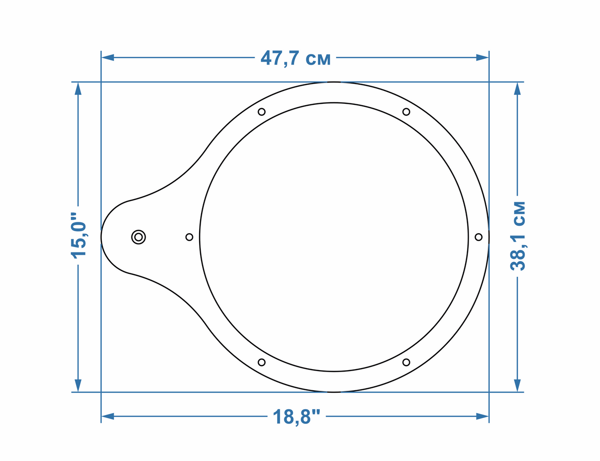 Drawing with dimensions of a wall-mounted round basket for a cat