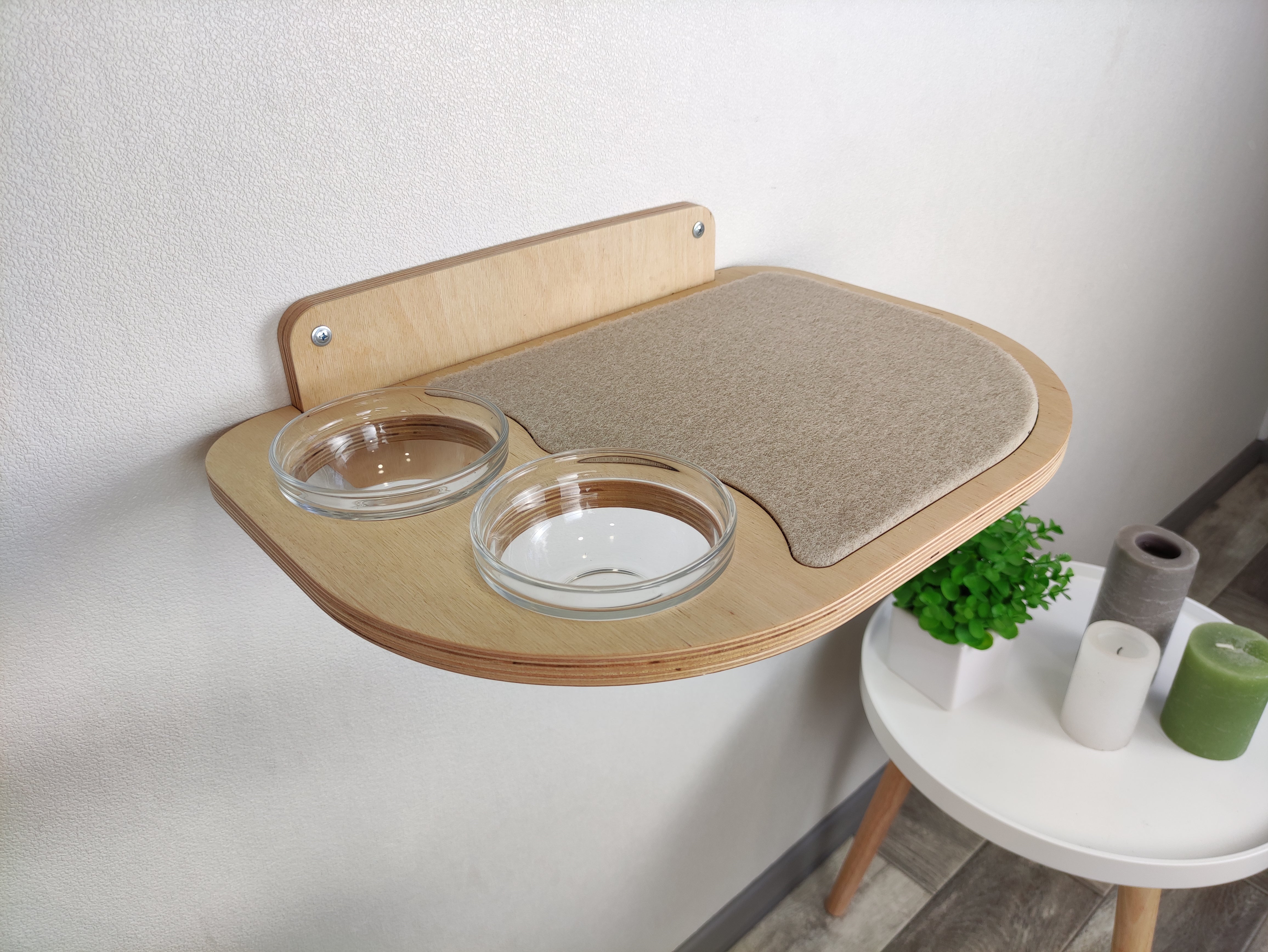 Cat wall feeder - Light & double bowls - rshpets