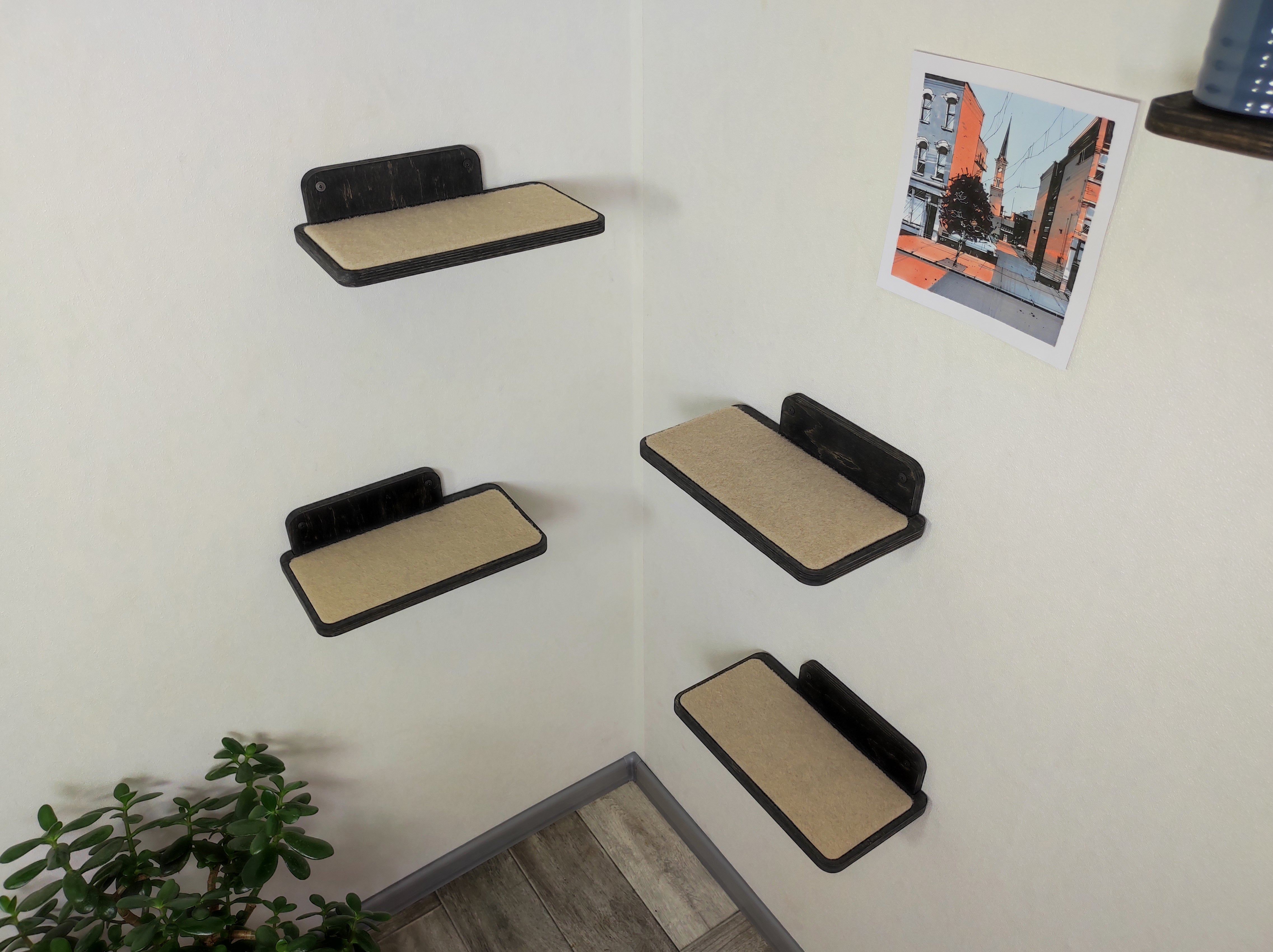 Cat wall shelves set - Dark & Shelves for room corner