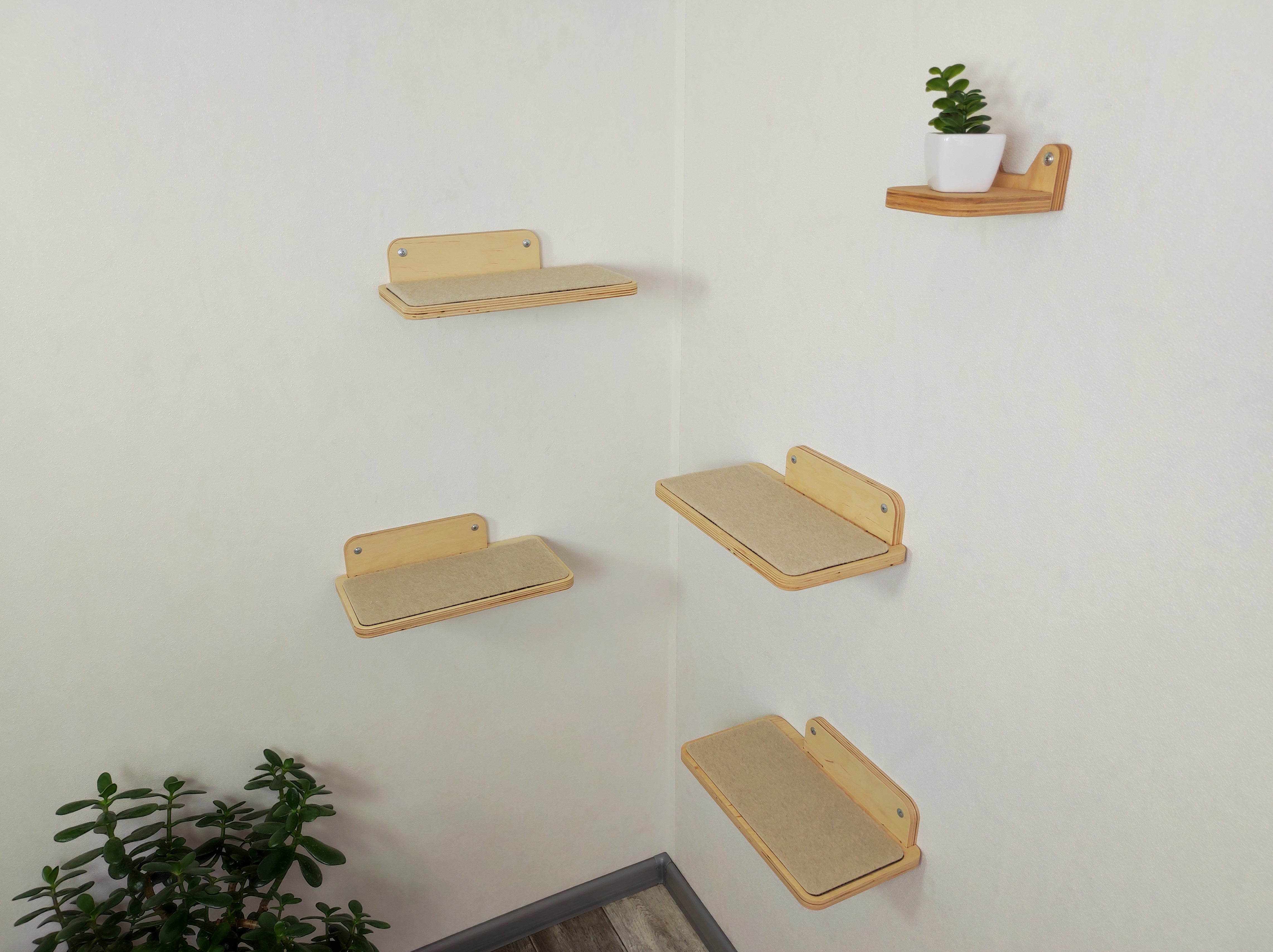 Cat wall shelves set - Light & Shelves for room corner