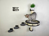 Cat wall tree - Dark & Steps plus Sratching post with Round shelf