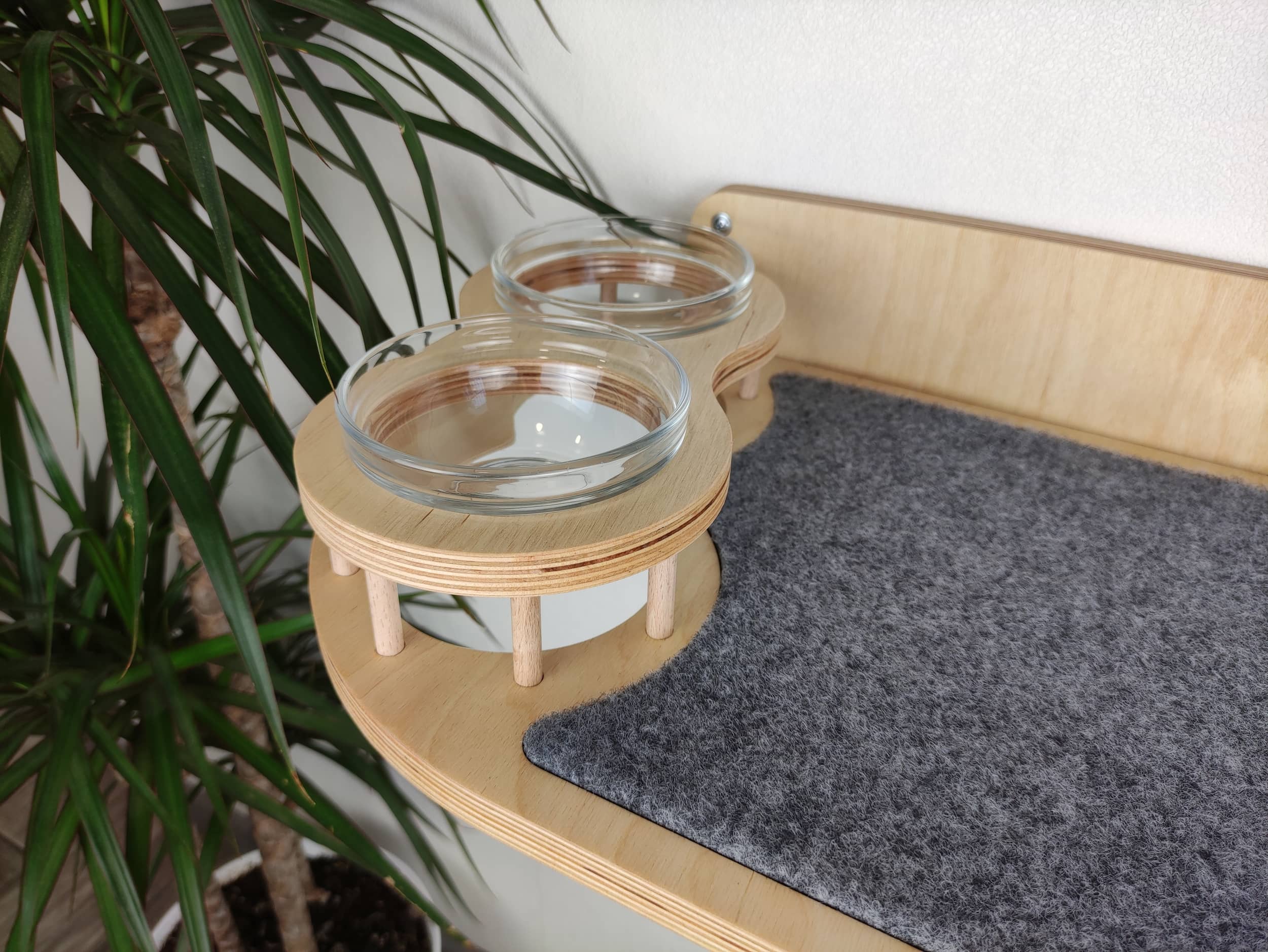 Cat feeder set - Light & raised bowls