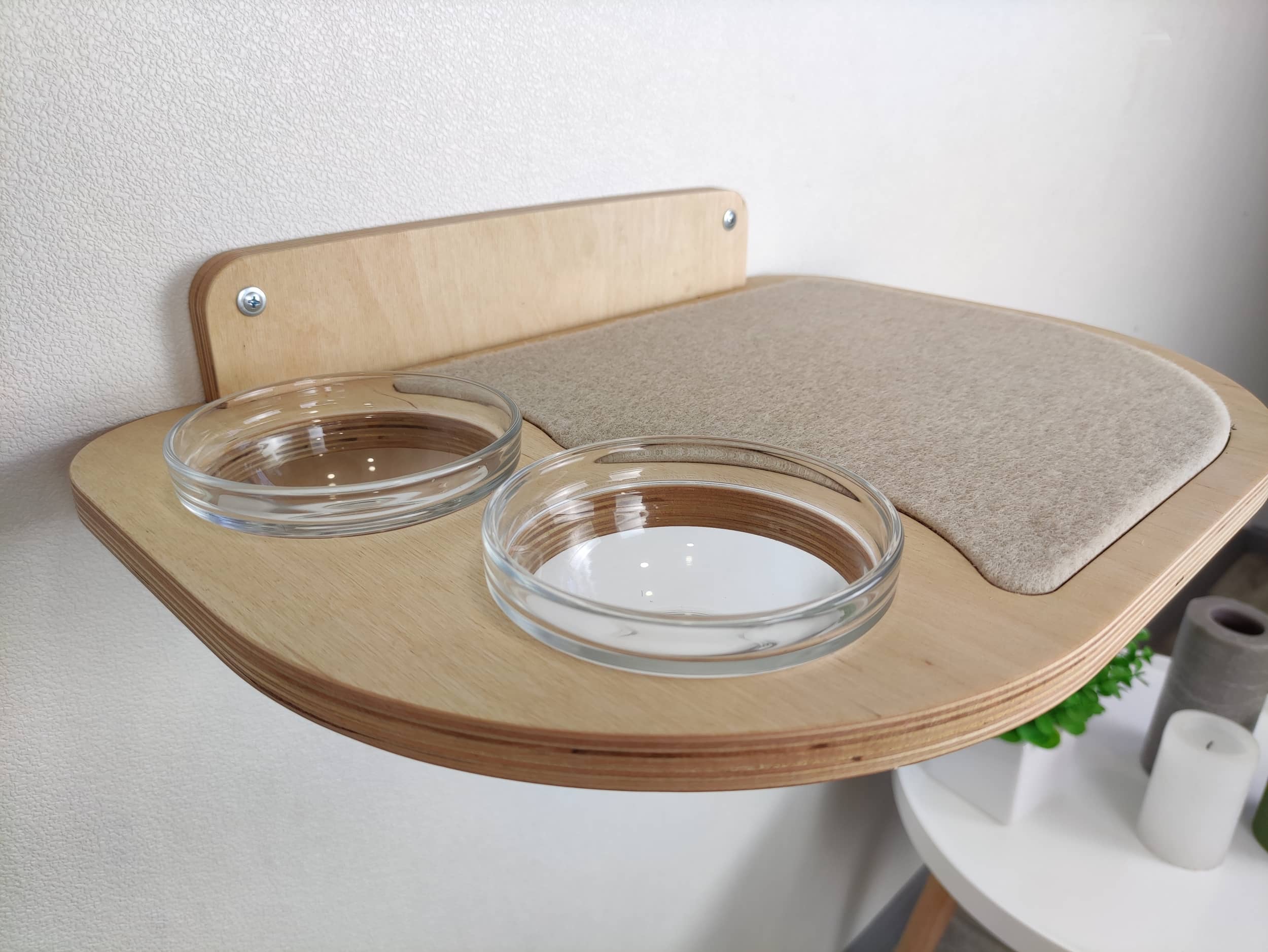 Cat feeder set - Light & double bowls
