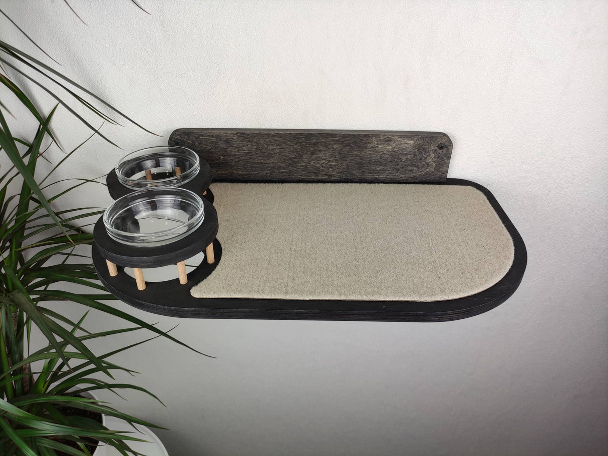 Wall Mounted Cat Feeder with 2 Raised Bowls for Large Cats