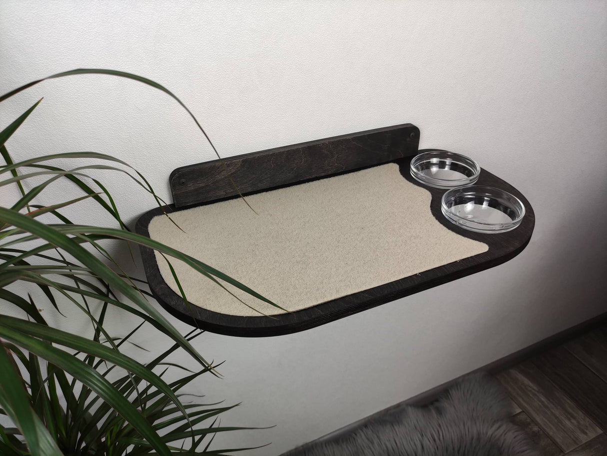 Big cat dark wall feeder - Dark & double bowls