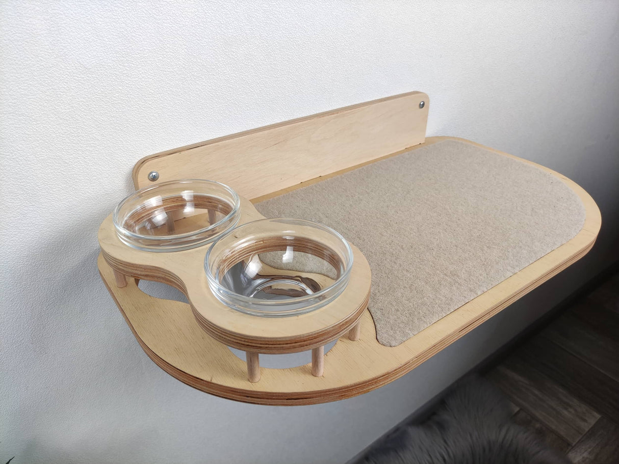 Big cat shelf-feeder - Light & raised bowls