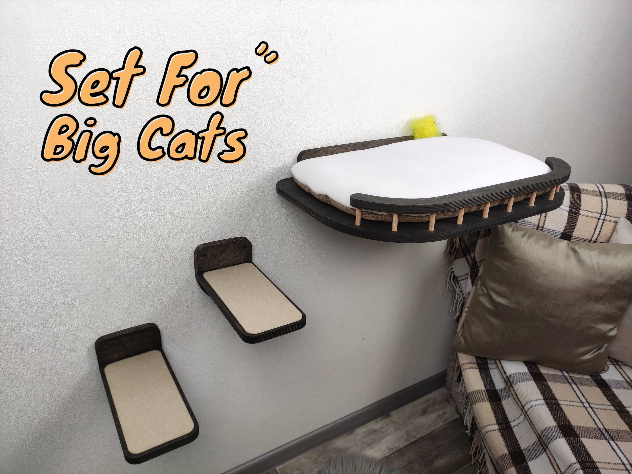 Cat waal shelves for big cats, 2 cat steps and cat wall shelf bed